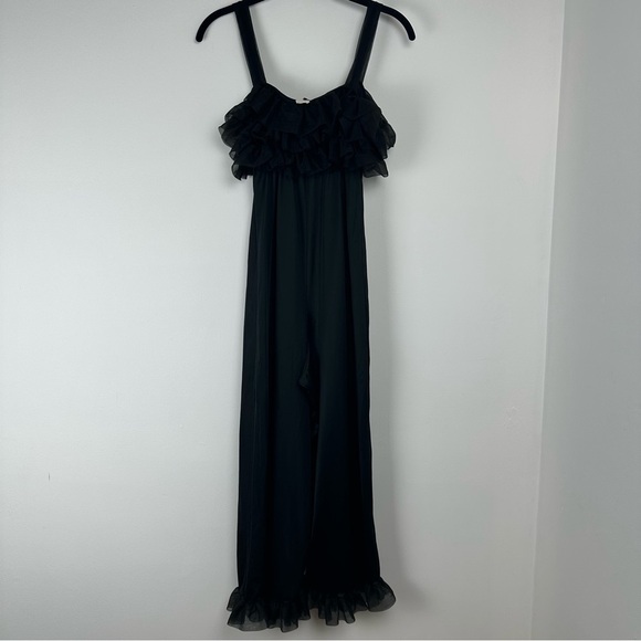 Chic Lingerie Sleepwear Pants One Piece Romper Size Small Black Vintage Ruffle - Picture 2 of 10